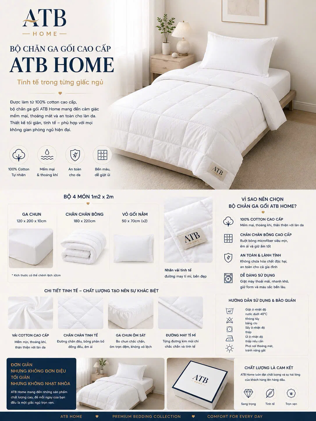 Bộ chăn ga gối cao cấp ATB Home