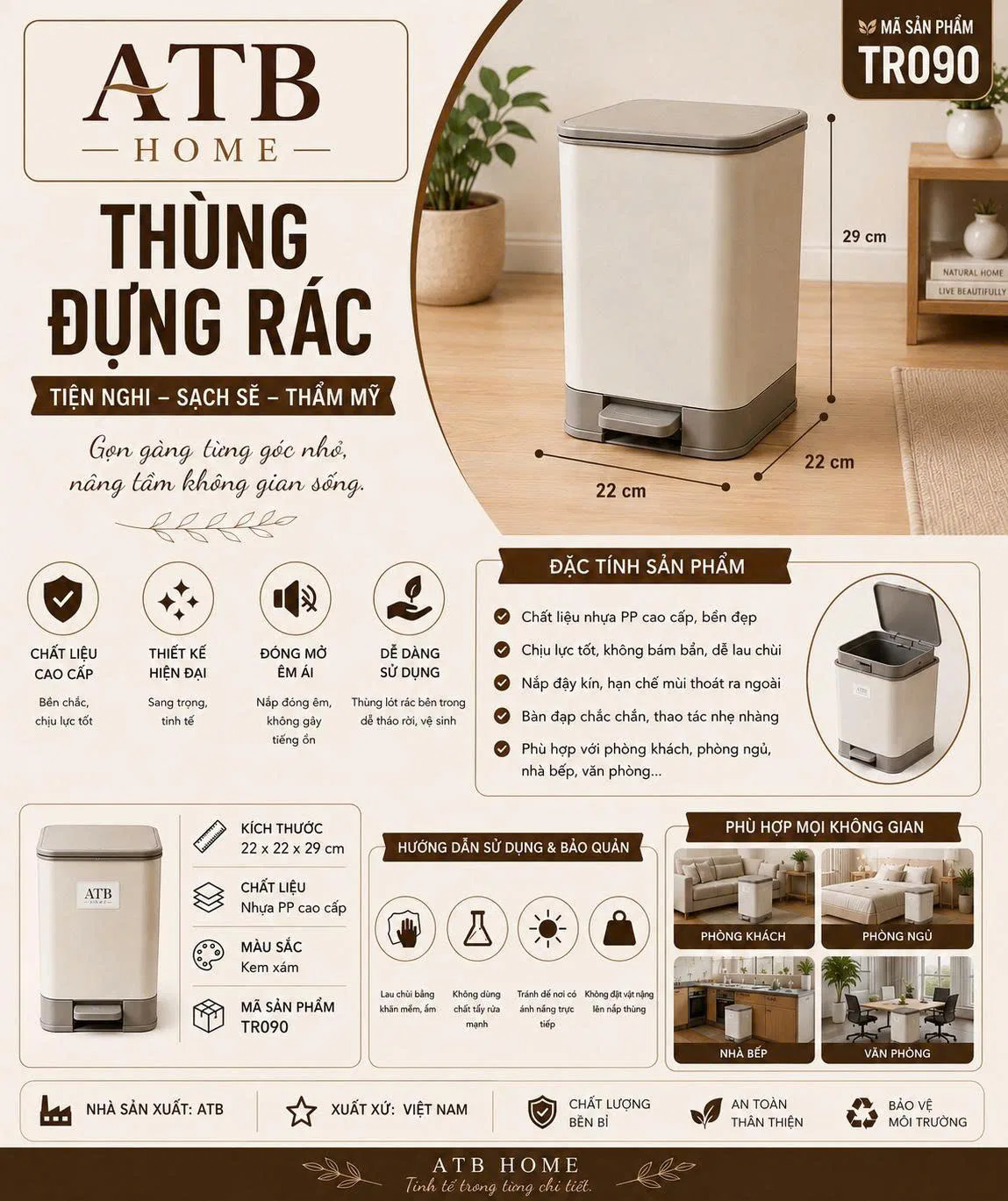 Thùng đựng rác ATB Home